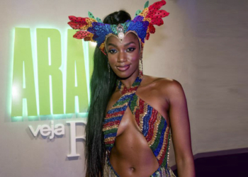 Camarote da Arara estreia com famosos e gente bonita na Sapucaí