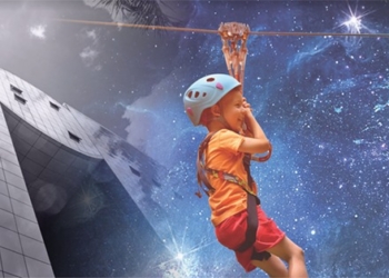 Aventura no alto: Brasília Shopping promove ação de férias com tirolesa