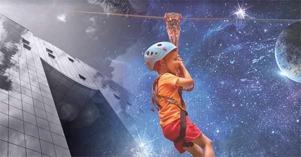 Aventura no alto: Brasília Shopping promove ação de férias com tirolesa