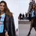 Brahma veste Alessandra Ambrósio com camisa de time na Paris Fashion Week