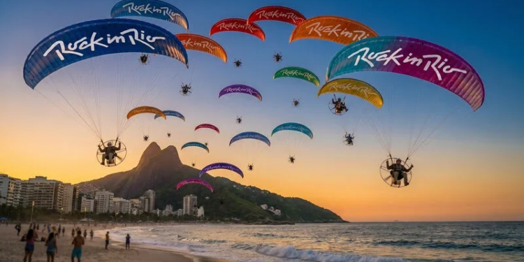 Em contagem regressiva para a venda geral, Rock in Rio promove show aéreo inédito sobre praias cariocas